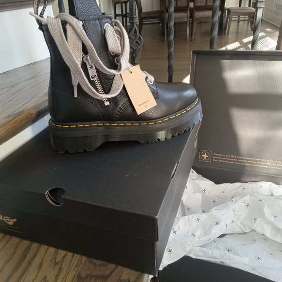 NEW RICK OWENS x Dr. Martens 1460 Jumbo lace Quad Sole Leather Boots Black US 11